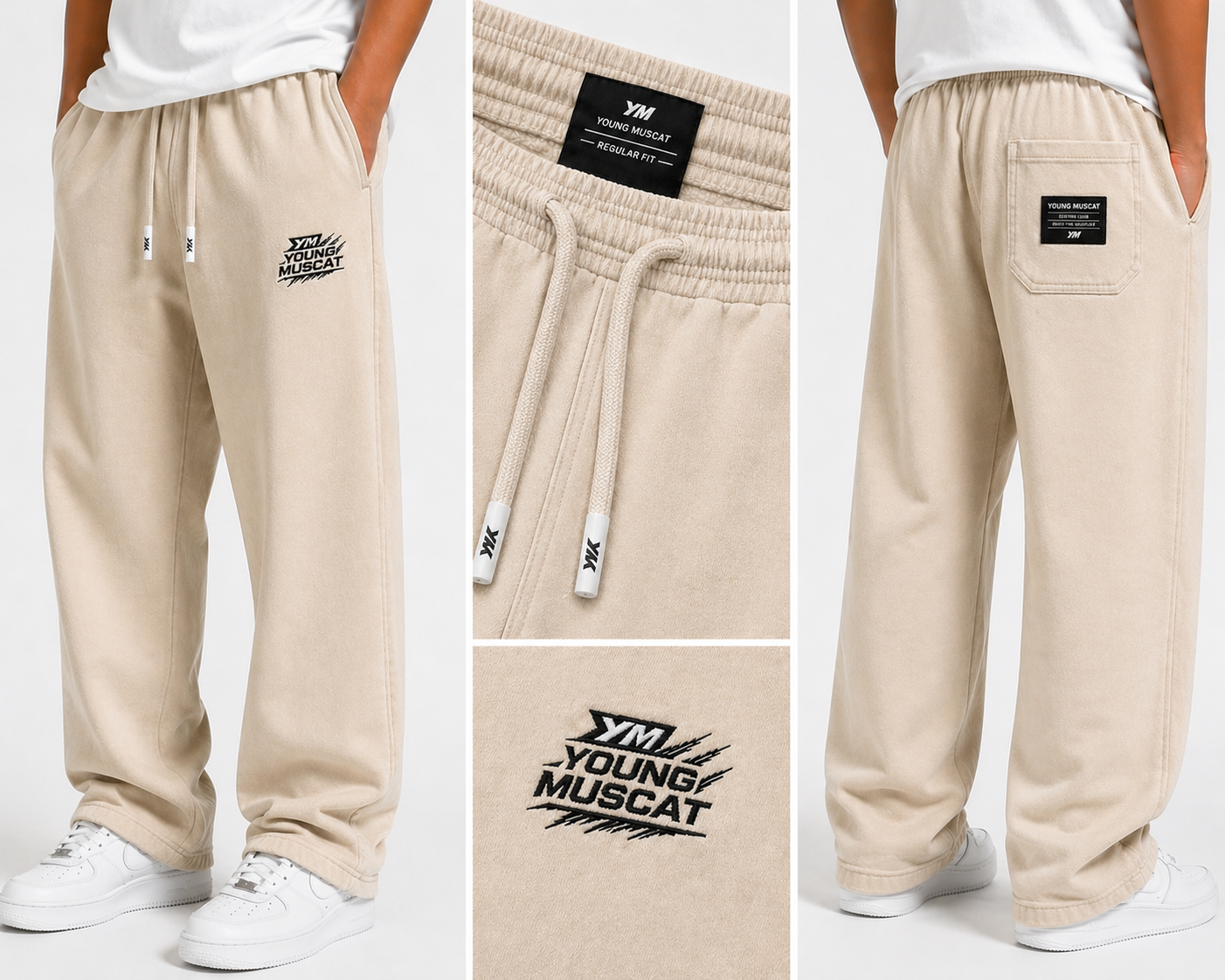 Young Muscat Beige Relaxed Fit Joggers – Premium Neutral Streetwear Pants