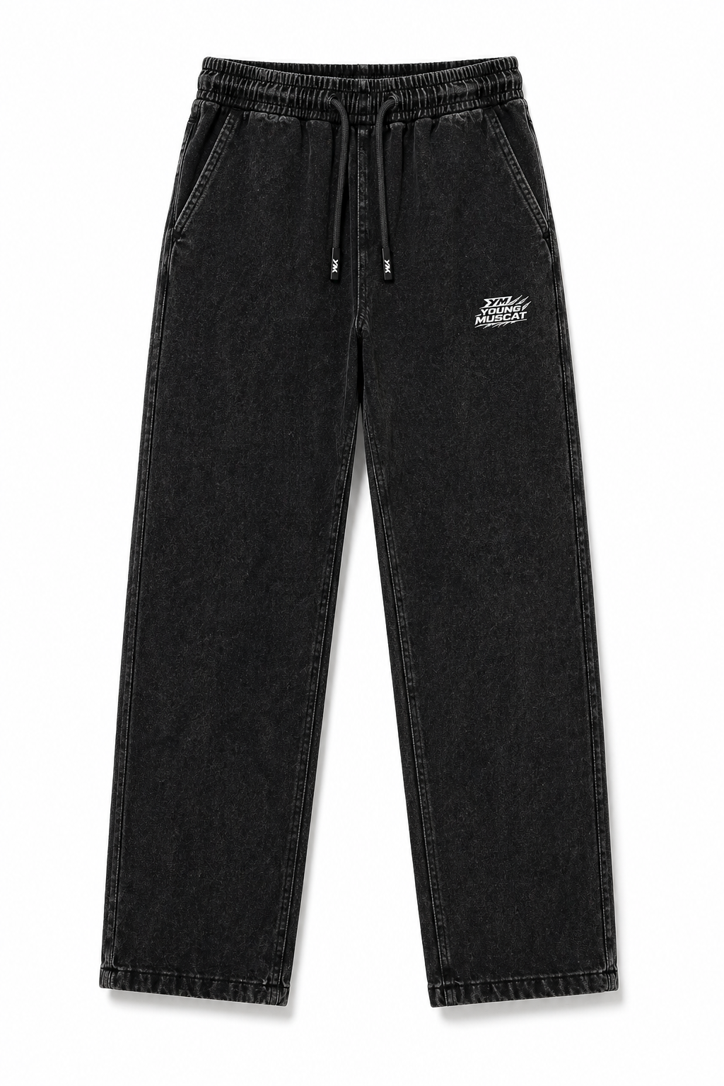 Young Muscat Regular Fit Joggers – Black Stonewash Premium Cotton