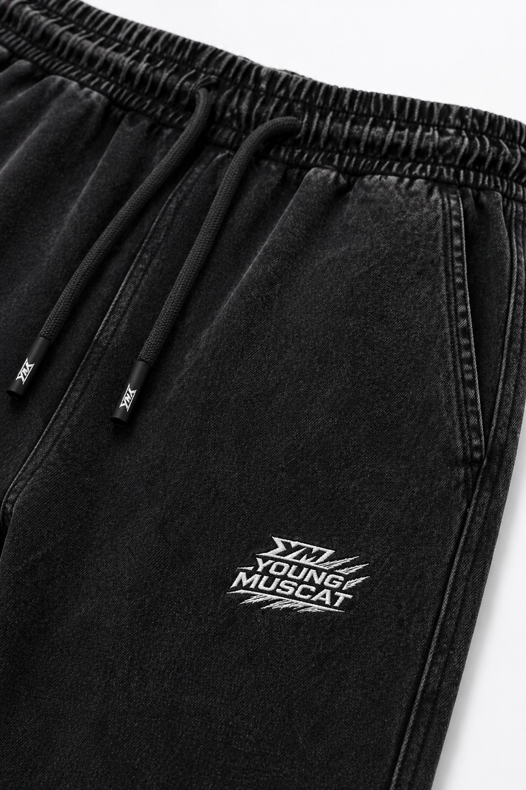 Young Muscat Relaxed Fit Joggers – Black Stonewash Streetwear Edition