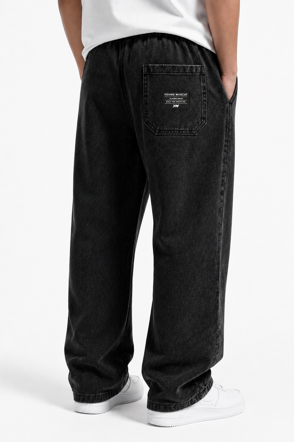 Young Muscat Regular Fit Joggers – Black Stonewash Premium Cotton