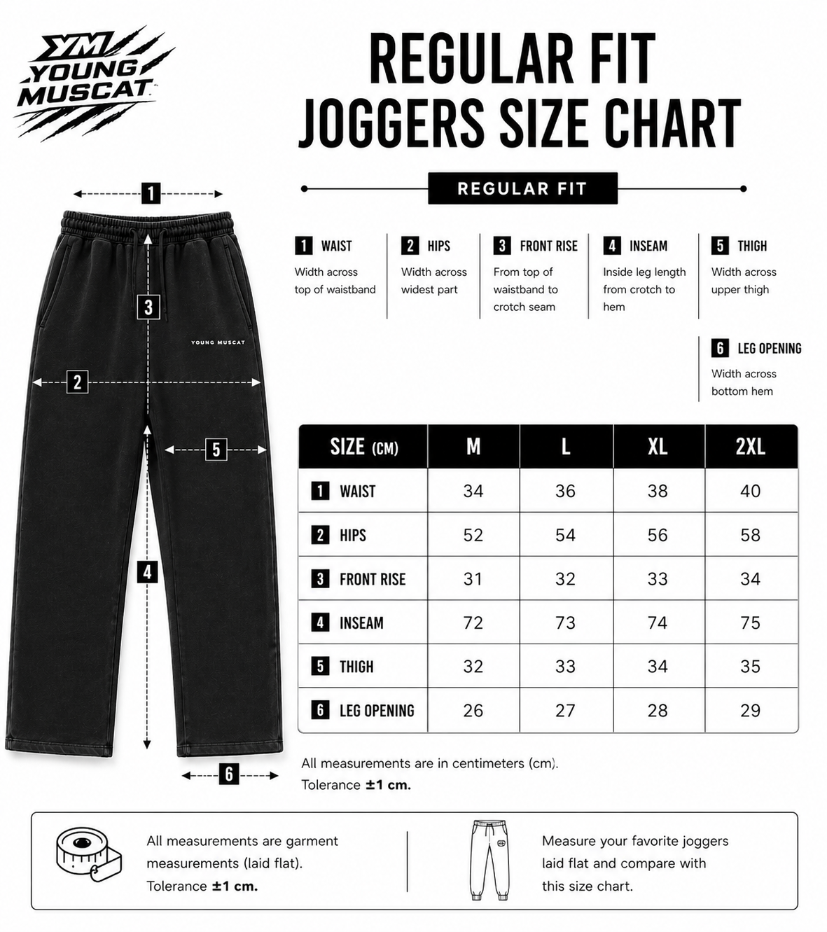 Young Muscat Regular Fit Joggers – Black Stonewash Premium Cotton