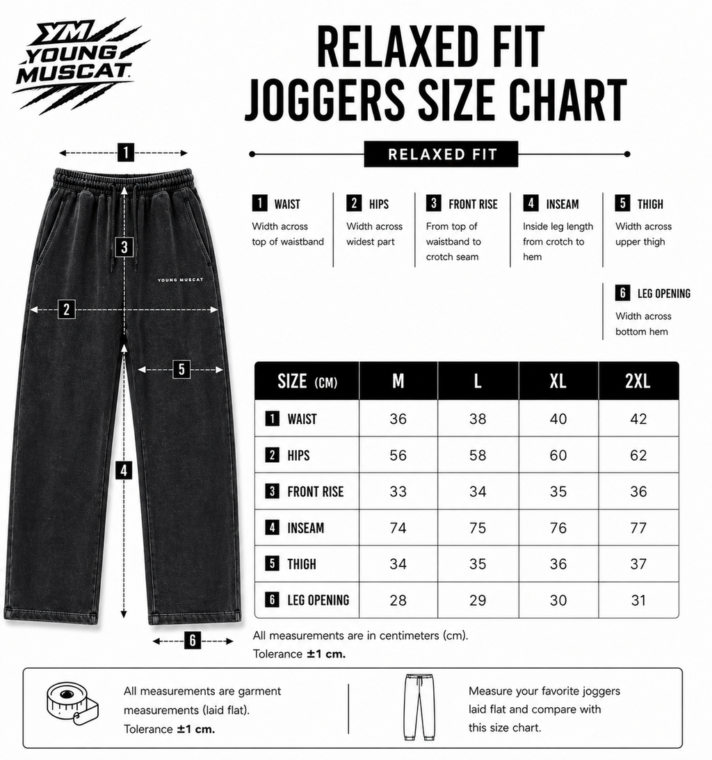 Young Muscat Relaxed Fit Joggers – Black Stonewash Streetwear Edition