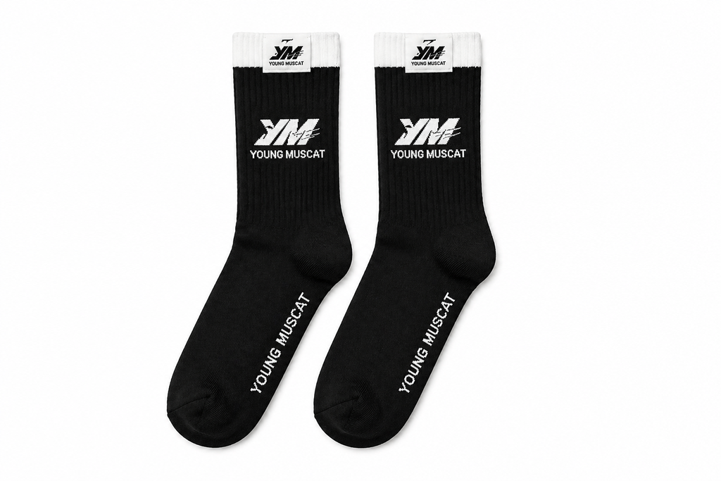 Young Muscat Black Cotton Crew Socks – Premium Streetwear Socks