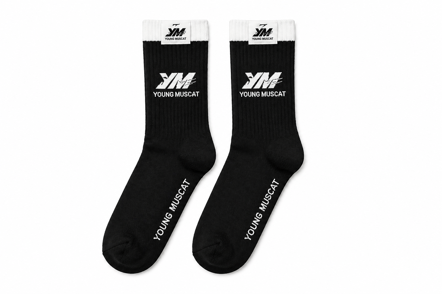 Young Muscat Black Cotton Crew Socks – Premium Streetwear Socks