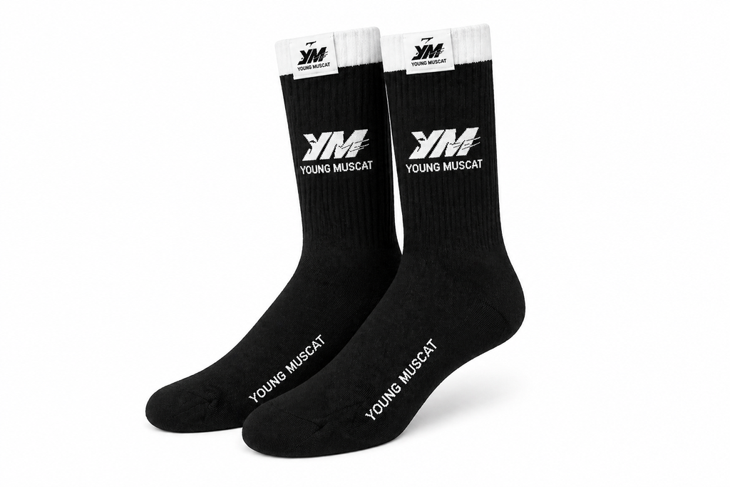 Young Muscat Black Cotton Crew Socks – Premium Streetwear Socks