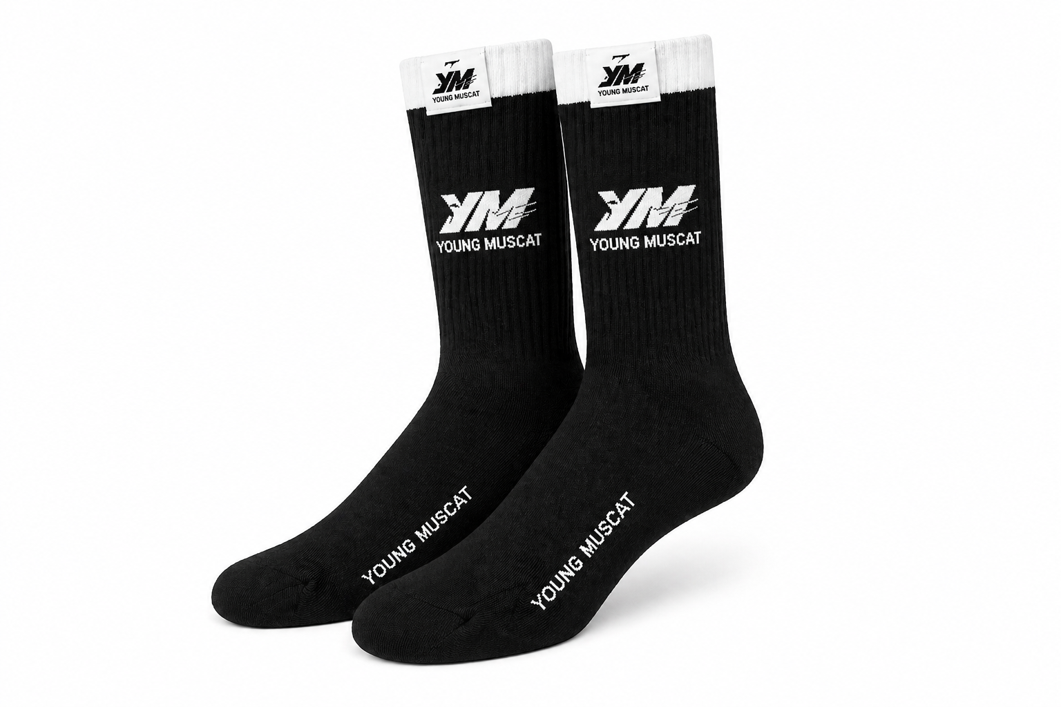Young Muscat Black Cotton Crew Socks – Premium Streetwear Socks