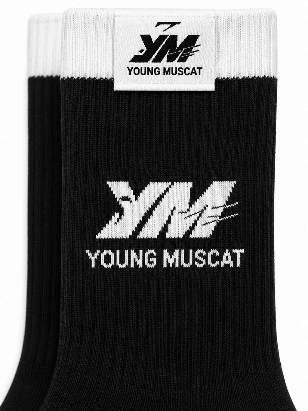 Young Muscat Black Cotton Crew Socks – Premium Streetwear Socks