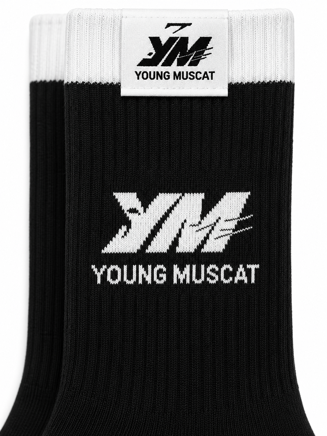 Young Muscat Black Cotton Crew Socks – Premium Streetwear Socks