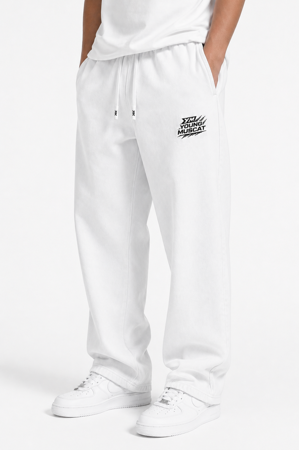 Young Muscat White Relaxed Fit Joggers – Premium Cotton Streetwear Pants