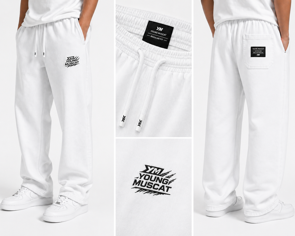 Young Muscat White Relaxed Fit Joggers – Premium Cotton Streetwear Pants