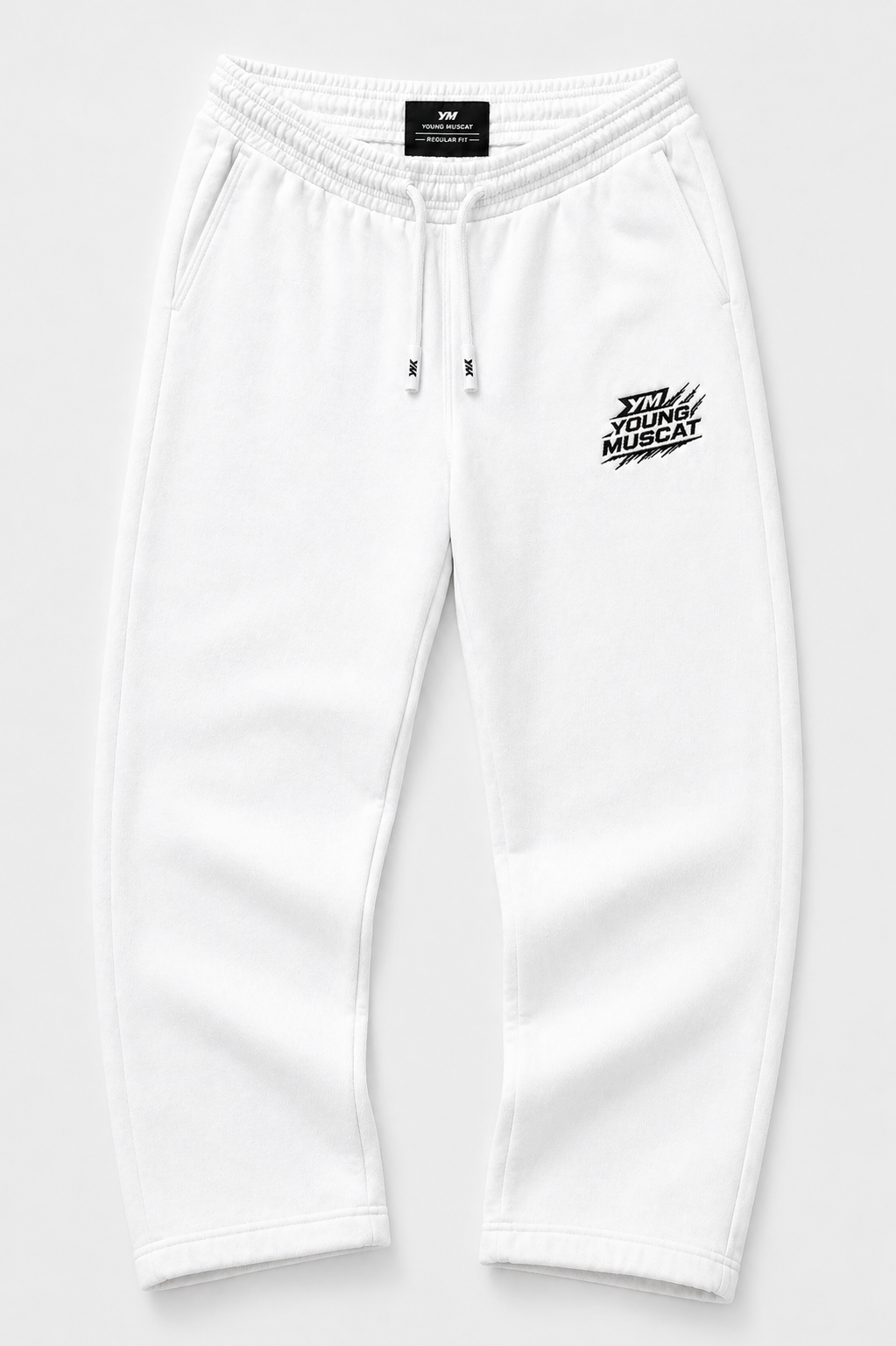 Young Muscat White Relaxed Fit Joggers – Premium Cotton Streetwear Pants