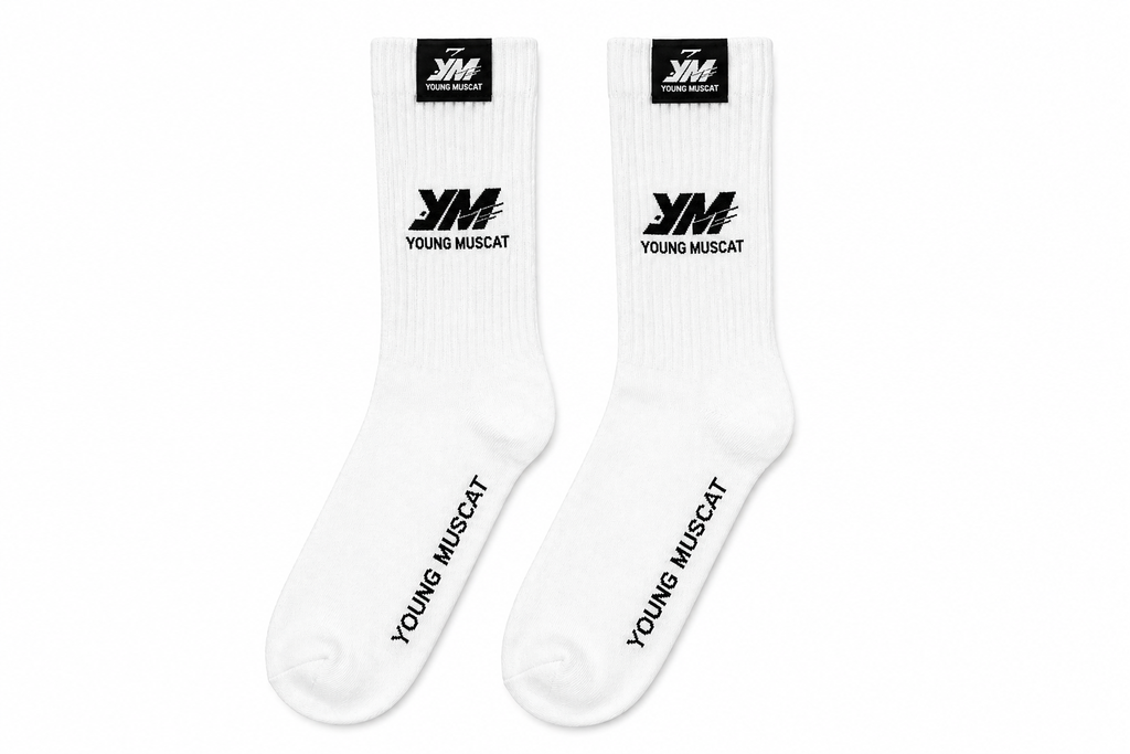 Young Muscat White Cotton Crew Socks – Premium Everyday Socks