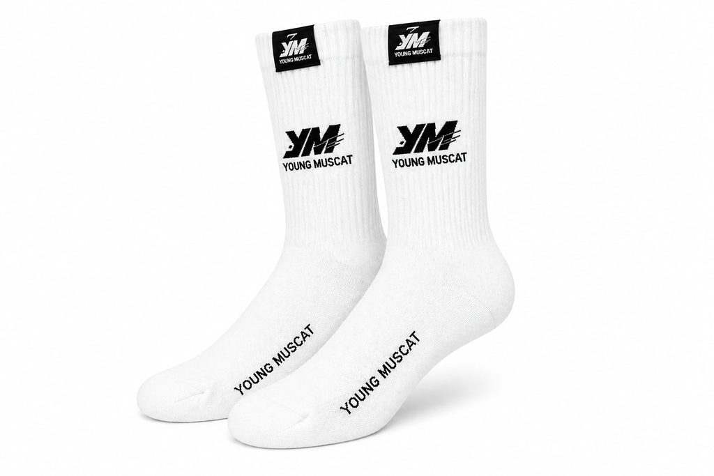 Young Muscat White Cotton Crew Socks – Premium Everyday Socks