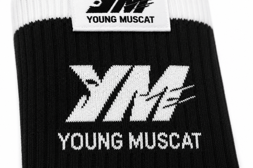Young Muscat Black Cotton Crew Socks – Premium Streetwear Socks